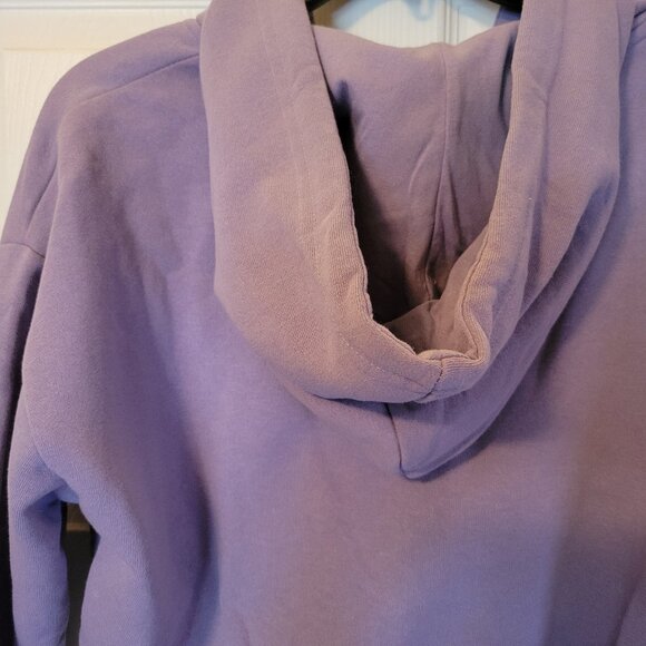 Forever 21 CROP Sweatshirt Hoodie Medium Purple Lavender Juniors Jacket Full-Zip - Picture 5 of 6